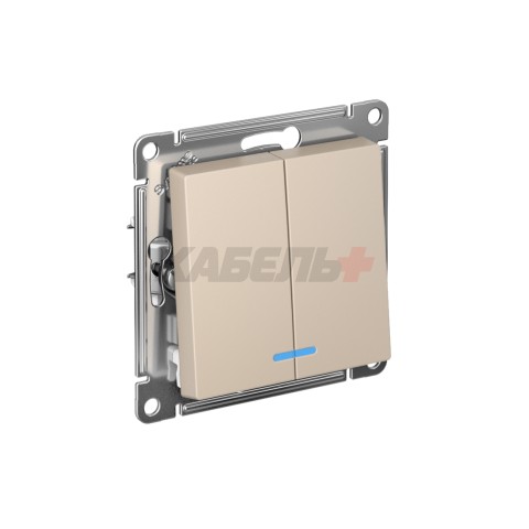 ATLASDESIGN 2-клавишный ВЫКЛЮЧАТЕЛЬ с подсветкой, сх.5а, 10АХ, механизм, ПЕСОЧНЫЙ