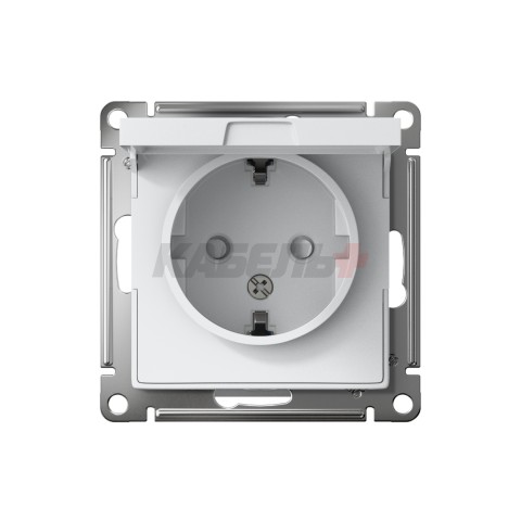 ATLASDESIGN РОЗЕТКА с заземлением со шторками с крышкой, 16А, IP20, механизм, БЕЛЫЙ