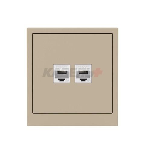 Компьютерная розетка RJ-45 без шторки, кат.6А двойная, KANT, ванильный марципан DKC