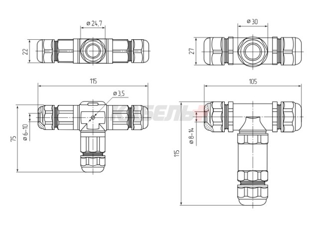 Коннектор кабельный FFC-33/5P-IP68 (Fortisflex)