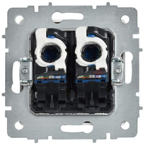 BRITE Розетка компьютерная двойная RJ45 кат.6 РК11-2-БрАБ арктический белый IEK