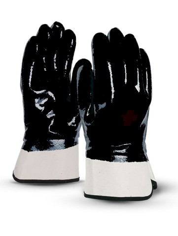 Перчатки из хлопка, с черным нитриловым покрытием (крага) для защиты от минимальных рисков (размер 10,5)