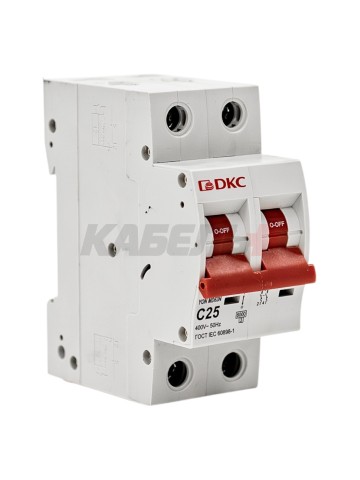 Автоматический выключатель YON max типа MD63N, 6кА, 2 полюса, хар-ка C, 25А DKC