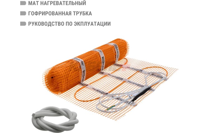 Мат нагревательный "Монтаж", двухжильный, 1,5 кв. м, 225 Вт TDM