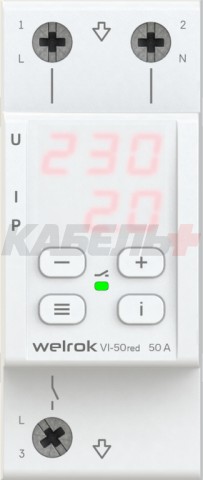 Реле напряжения с контролем тока Welrok VI-50 red