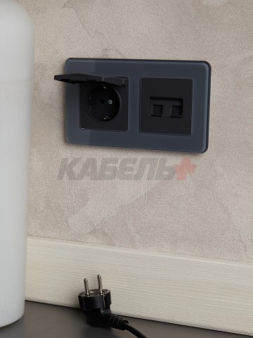 BRITE Розетка компьютерная двойная RJ45 кат.6 РК11-2-БрГ графит IEK