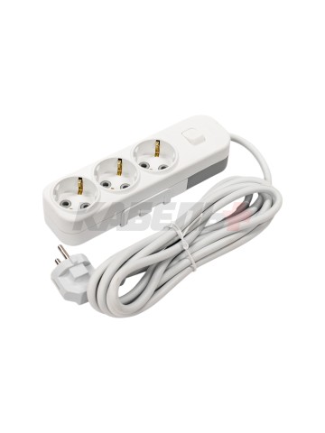 EL-BI,Myra,удлинитель 3гн3м с/з с выкл. белый,527-010203-322
