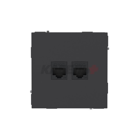 Компьютерная розетка RJ-45 без шторки, кат.5е двойная, KANT, черный уголь DKC