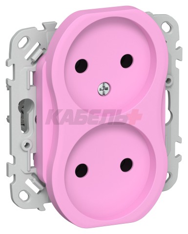 FLITE Розетка 2-местная без заземления без защитных шторок безвинтовое крепление 10А РС02-1-ФлПр пурпурный IEK