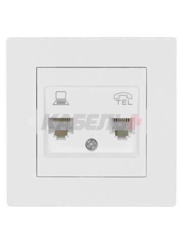 Розетка телефонная RJ11 + компьютерная RJ45 белая "Сенеж" TDM