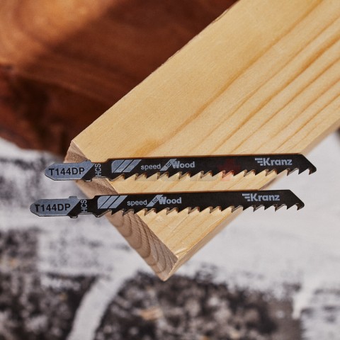 Пилка для электролобзика по дереву T144DP 100 мм 6 зубьев на дюйм 8-60 мм (2 шт./уп.) Kranz