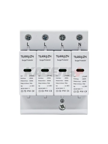 Устройство защиты от импульсных перенапряжений CET-T1T2-AC, 4P, AC275V, 7KA(10/350us), 20-50KA(8/20)us Up<1,5KV