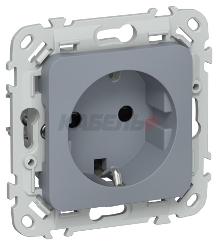 FLITE Розетка с заземлением с защитными шторками безвинтовое крепление 16А РСш11-1-ФлМ маренго IEK