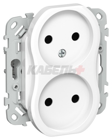 FLITE Розетка 2-местная без заземления без защитных шторок безвинтовое крепление 10А РС02-1-ФлБ белый IEK