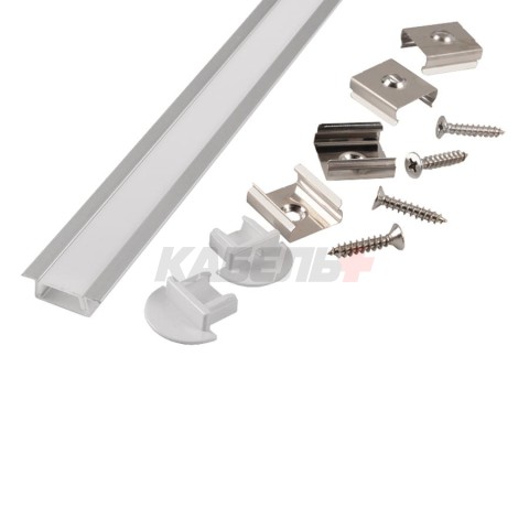 Профиль GAL-GLS-2000-7-22 (2м профиль+2м рассеиватель+2заглушки+4 скобы с шурупами) ВРЕЗНОЙ
