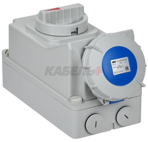 Розетка стационарная ССИ-123 2P+PE 32А 200-250В IP44 IEK