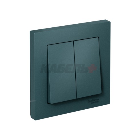 ATLASDESIGN 2-клавишный ВЫКЛЮЧАТЕЛЬ, сх.5, 10АХ, в сборе, быстрозажим. клем., ИЗУМРУД