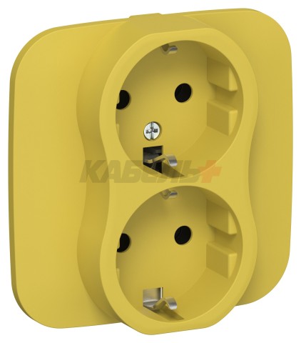 FLITE Розетка 2-местная с заземлением без защитных шторок 16А РС12-0-А-ФлЖК желтый карри IEK