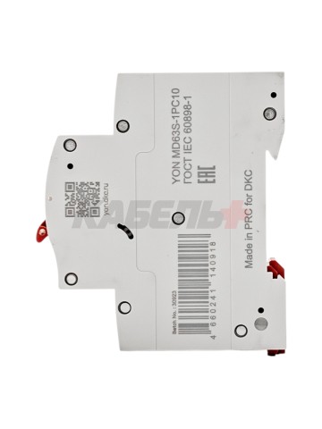 Автоматический выключатель YON max типа MD63S, 4,5кА, 1 полюс, хар-ка C, 10А DKC