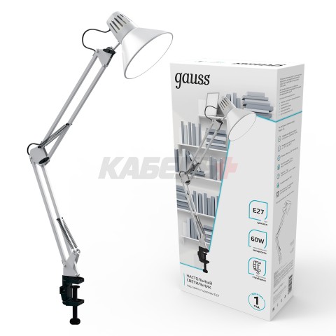 Светильник настольный Gauss модель GTL001 60W 220-240V E27 белый струбцина 1/16
