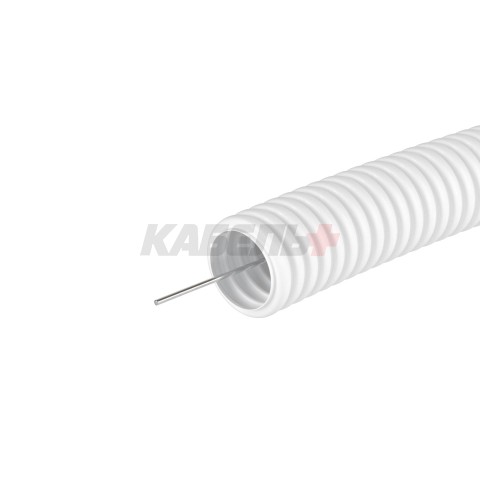 Труба ПЛЛ гибкая гофр. не содержит галогенов, HF, д.50мм, негорючая, ПВ-0, с протяжкой,15м, цвет белый DKC