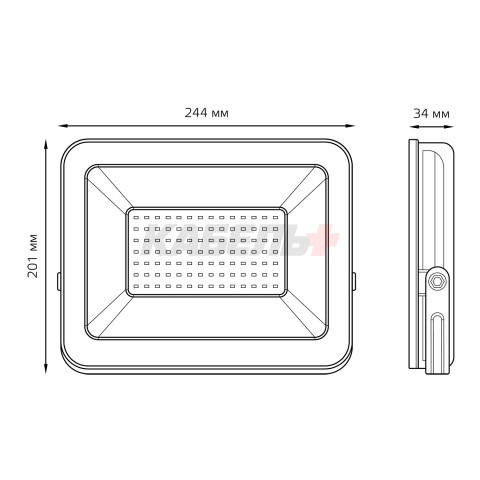 Прожектор светодиодный Gauss Elementary 70W 5950lm IP65 6500К ПРОМО G2 черный 1/16