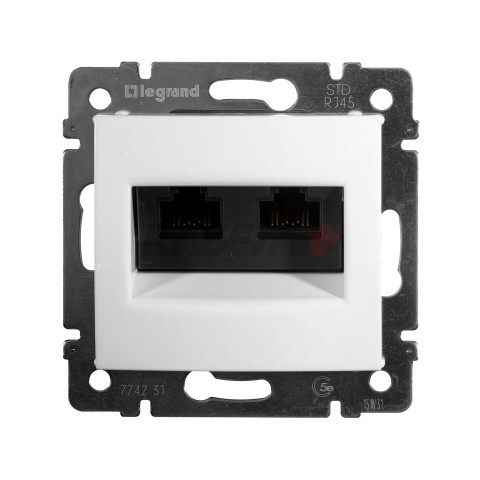 VALENA Розетка компьютерная двойная RJ45 категория 5Е UTP с захватами белый