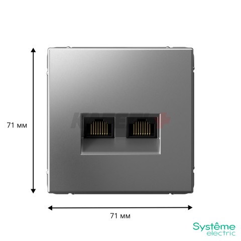 ARTGALLERY РОЗЕТКА двойная компьютерная RJ45+RJ45, кат.6А, механизм, СТАЛЬ