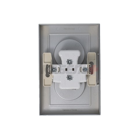 ATLASDESIGN РОЗЕТКА двойная без заземления, 16А, в сборе, АЛЮМИНИЙ