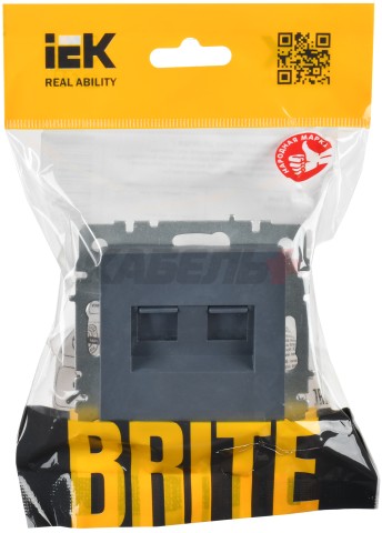 BRITE Розетка компьютерная двойная RJ45 кат.6 РК11-2-БрМ маренго IEK