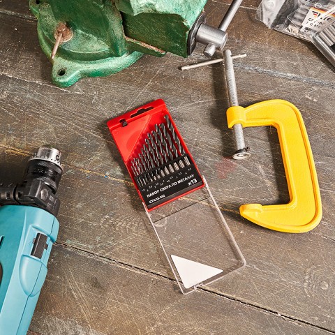 Набор сверл по металлу, (HSS) диаметр 1,5-6,5мм, 13 шт. KRANZ