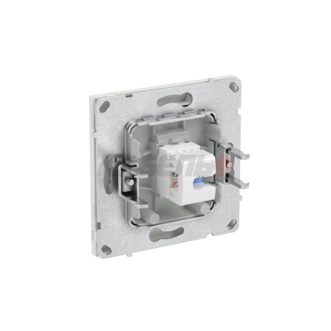 Компьютерная розетка RJ-45 без шторки, кат.6А одинарная,KANT, белый песок DKC