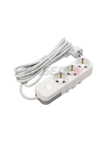 EL-BI,Myra,удлинитель 3гн3м с/з с выкл. белый,527-010203-322