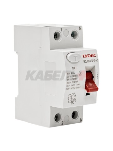 Устройство защитного отключения УЗО ВДТ YON MAX MDL100, 2P, 30mA, 40A, тип АС DKC