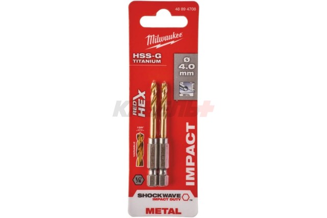 Сверло по металлу Milwaukee RedHEX HSS-G TiN 4мм (2шт)