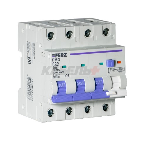 FMO-EL-3P+N 32A 30mA 6kA тип AC, х-ка C, 4M Дифавтомат