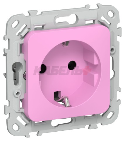 FLITE Розетка с заземлением без защитных шторок безвинтовое крепление 16А РС11-1-ФлПр пурпурный IEK