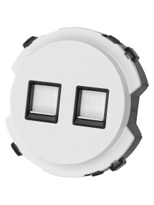 Розетка компьютерная двойная RJ45 белая, "Байкал" TDM