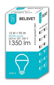 Лампа светодиодная LED-M A65 15 W 4000 К Е27 Belsvet в красочной упаковке