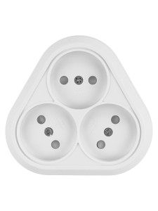 Розетка треугольная 2П открытой установки IP20 10A с защитными шторками белая "Ладога" TDM