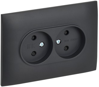 SKANDY Розетка 2-местная без заземления с защитными шторками 10А в сборе SK-R09T титан IEK