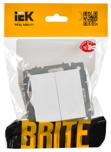 BRITE Выключатель 2-клавишный перекрестный 10А ВС10-2-3-БрАБ арктический белый IEK