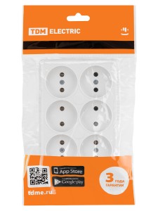 Розетка шестиместная 2П открытой установки IP20 10A белая "Ладога" TDM
