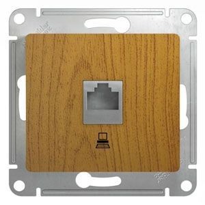 GLOSSA РОЗЕТКА компьютерная RJ45 кат. 5e, механизм, ДУБ