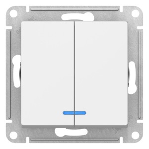 ATLASDESIGN 2-клавишный ВЫКЛЮЧАТЕЛЬ с подсветкой, сх.5а, 10АХ, механизм, ЛОТОС