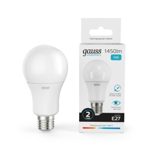 Лампа Gauss Elementary A60 15W 1450lm 4100K E27 LED 1/10/50