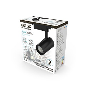 Светильник трековый Gauss цилиндр 32W 2940lm 4000K 180-220V IP20 75*216мм черный линза 36º LED 1/40