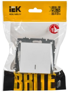 BRITE Выключатель 1-клавишный проходной с индикацией 10А ВС10-1-7-БрАБ арктический белый IEK