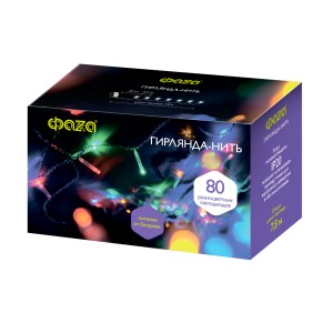Гирлянда DC-G01-80M, 80 мульт. LED, 7.8 м., 8 реж., 3xAA
