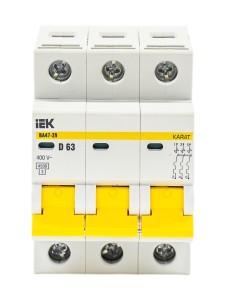 KARAT Автоматический выключатель ВА47-29 3P D 63А 4,5кА IEK